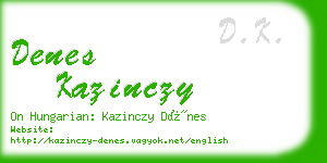 denes kazinczy business card